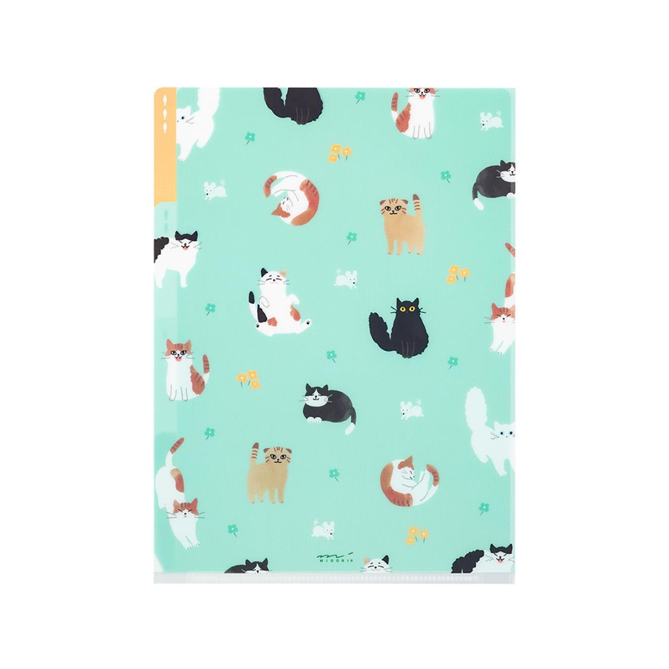 Midori 3-Pocket Clear Folder A5 – Cats A back