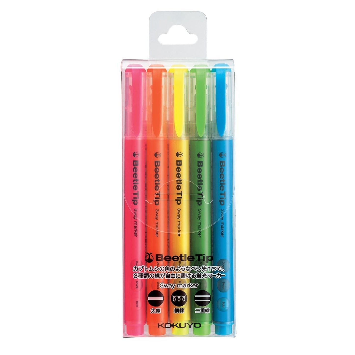 Beetle Tip 3-Way Marking Pen w/5 Color Set