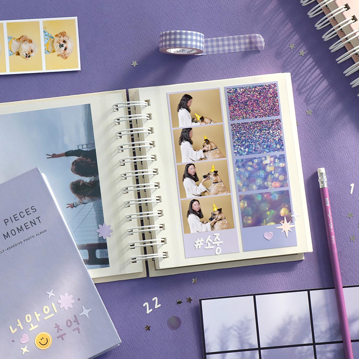 Lettering Sticky Photo Album Iconic Indie Pink inside