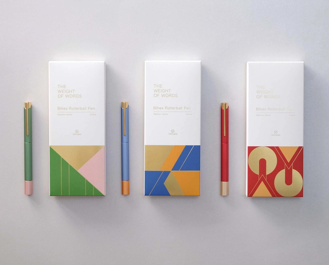 YStudio - Glamour Evolve – Bihex Rollerball Pen - Blue-3 colors pack