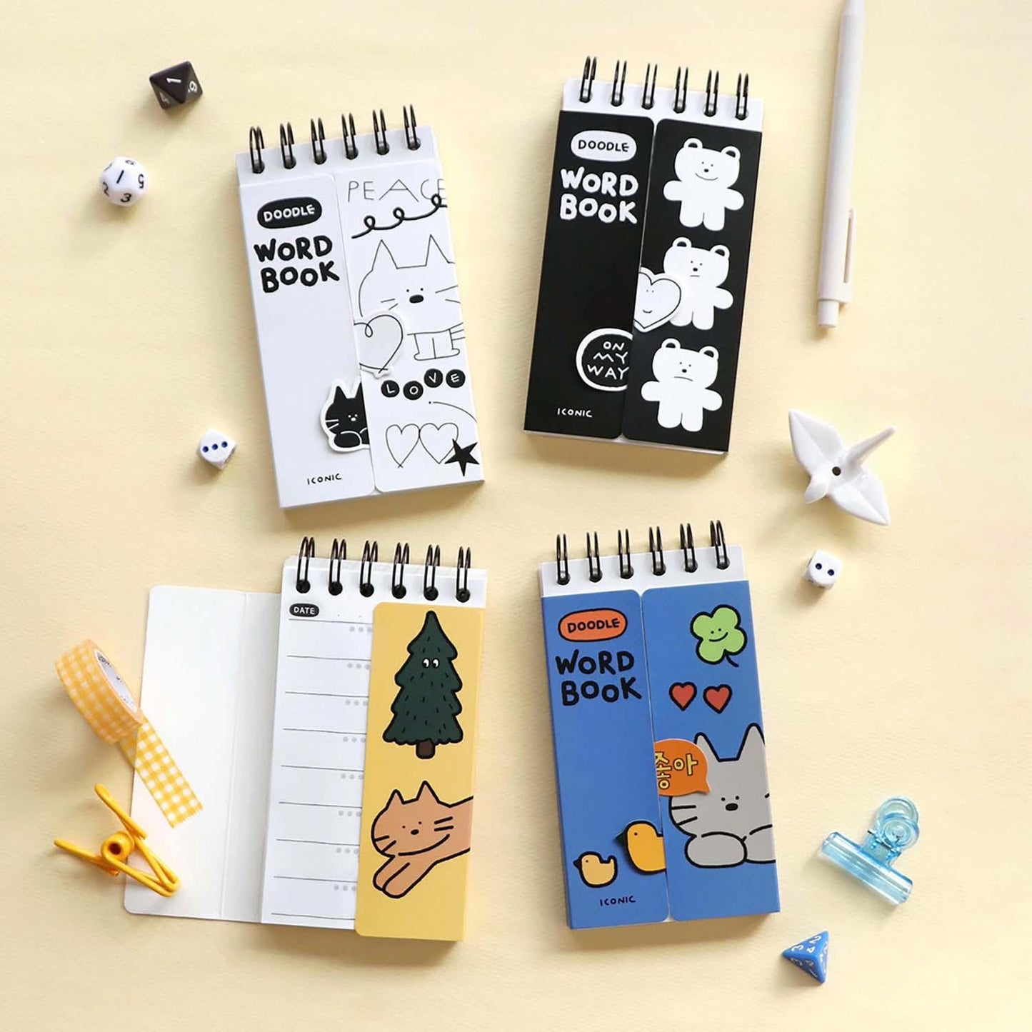 doodle word book yellow iconic - options