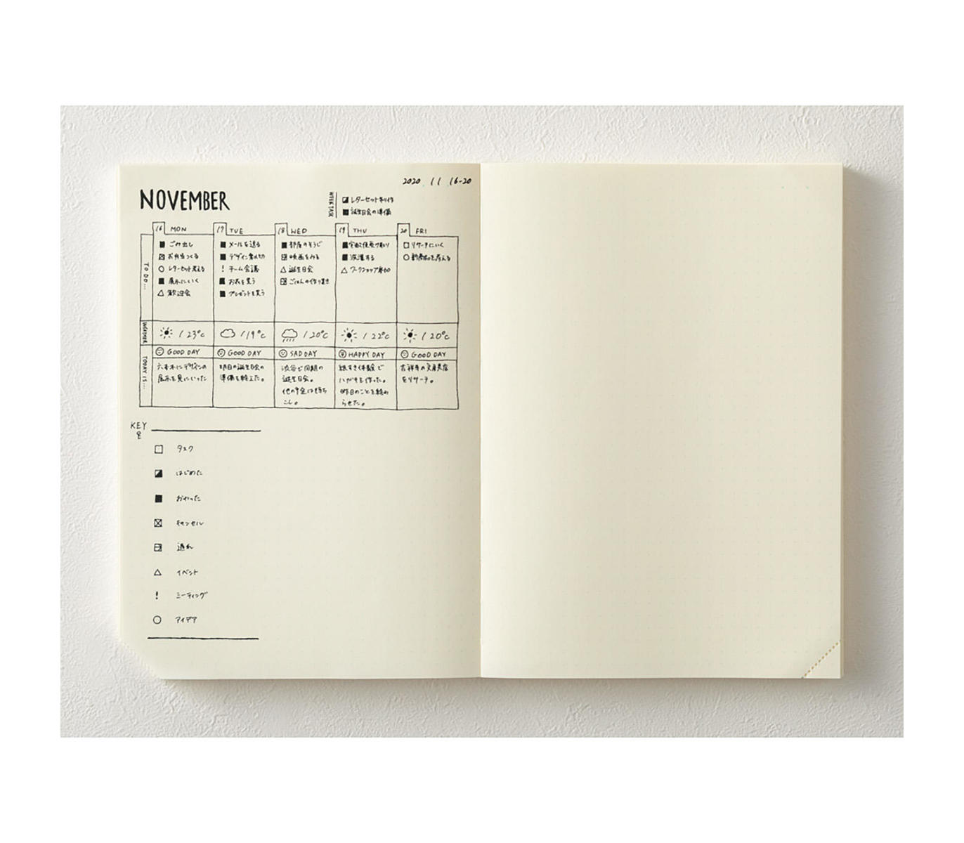 Journal A5 codex Dot grid DETAIL OPEN