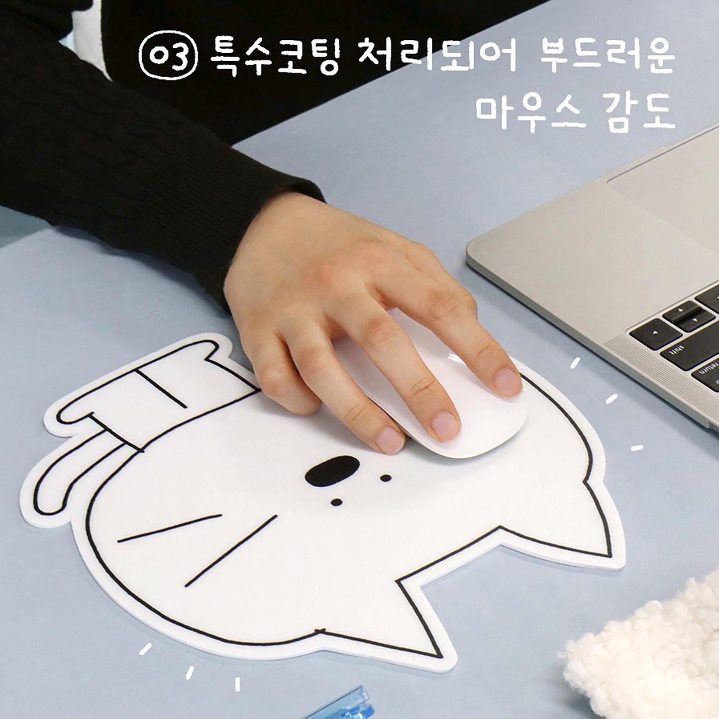 Mouse Pad White Cat Iconic detail