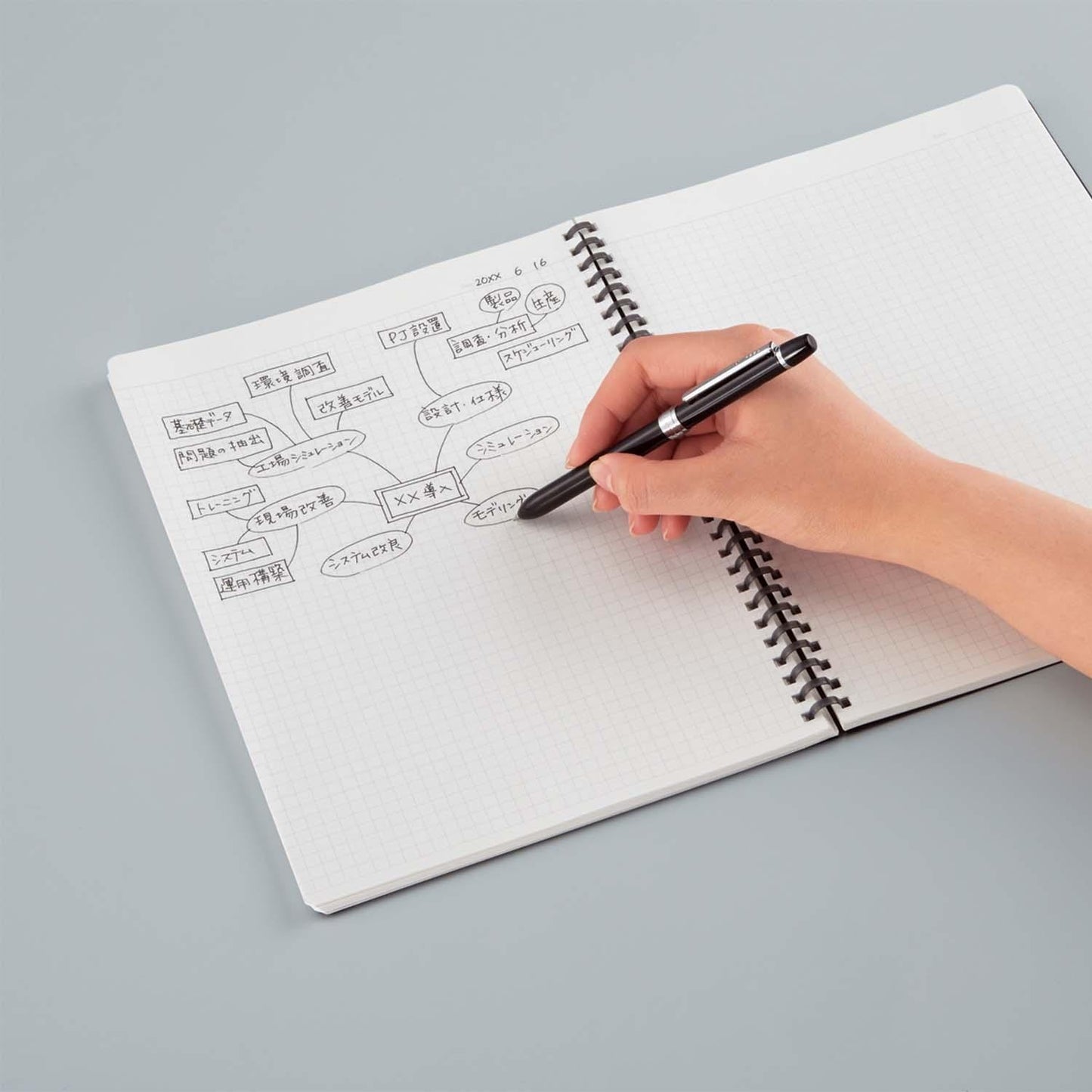 Soft Ring Notebook A5 – Grid Black