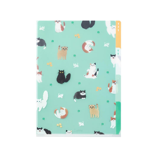Midori 3-Pocket Clear Folder A5 – Cats A
