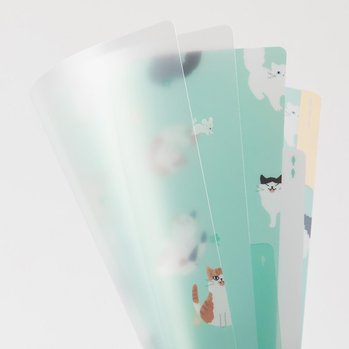 Midori 3-Pocket Clear Folder A5 – Cats A inside