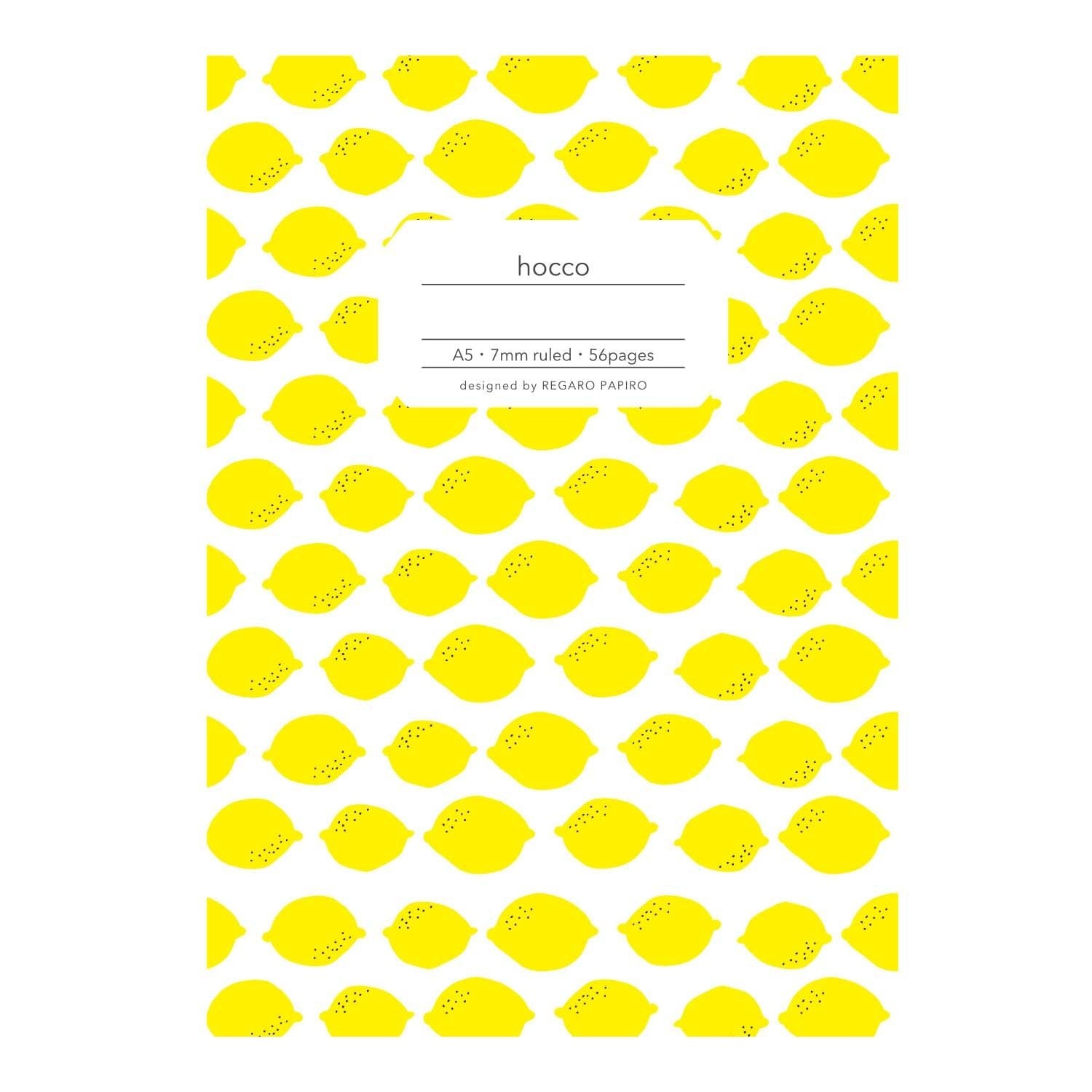 notebook yellow lemon figures stamped