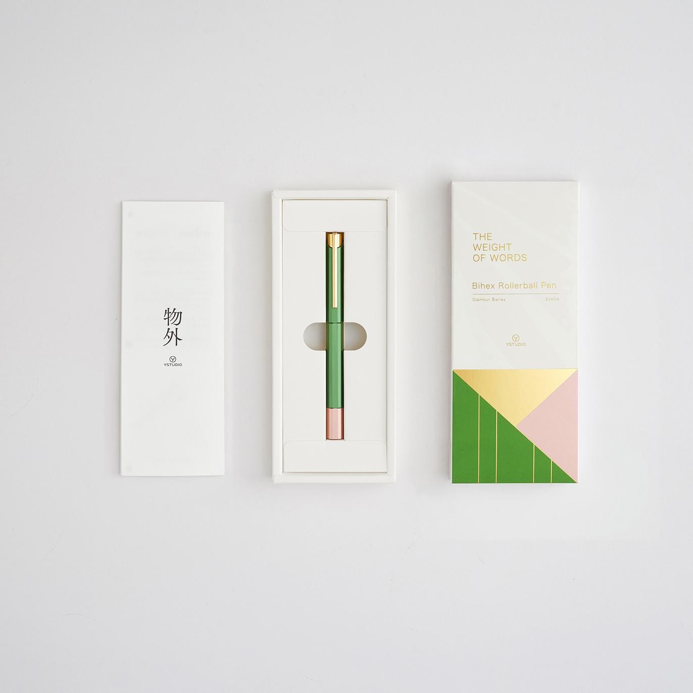 YStudio - Glamour Evolve – Bihex Rollerball Pen - Green.- pack