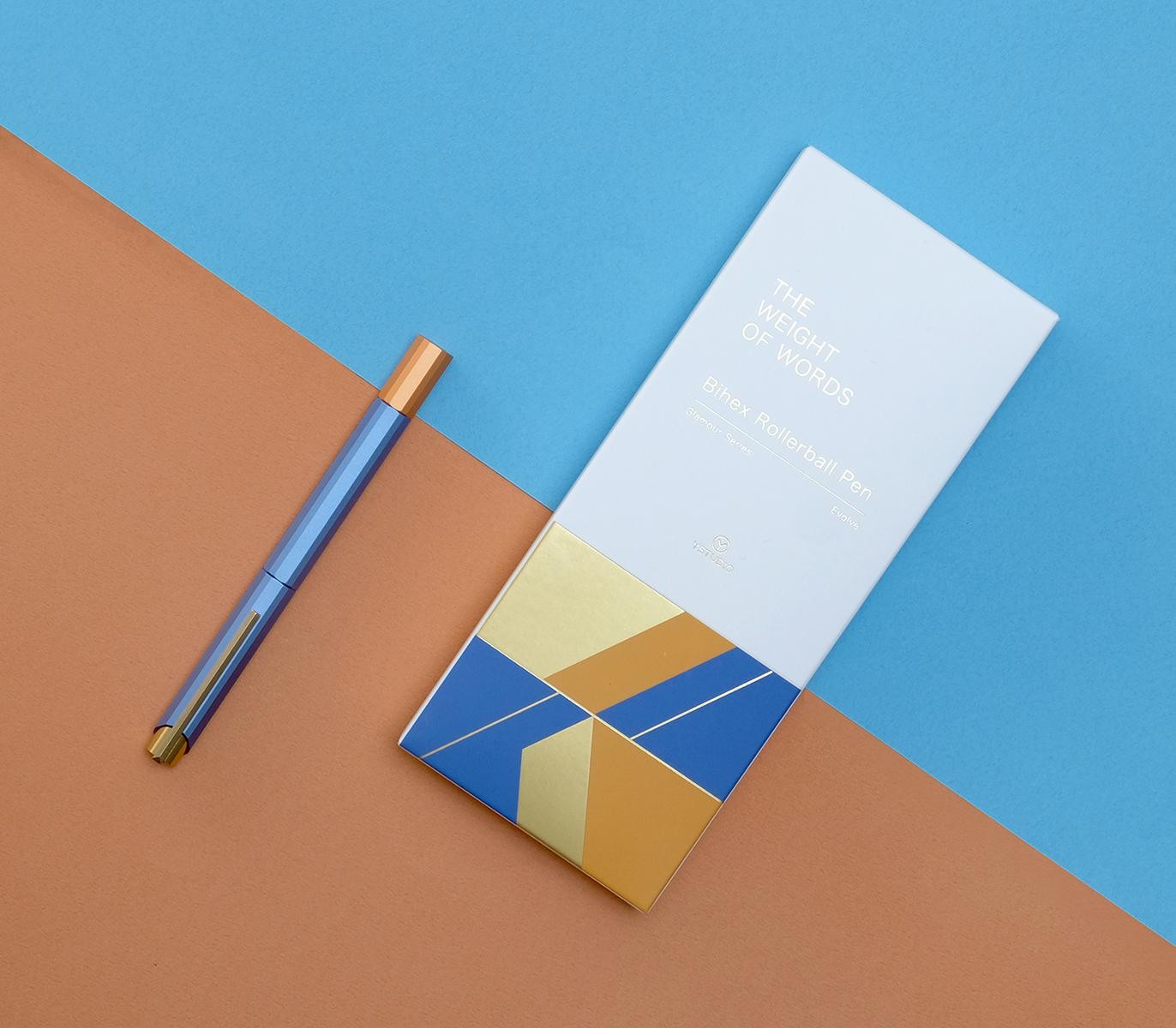 YStudio - Glamour Evolve – Bihex Rollerball Pen - Blue-package