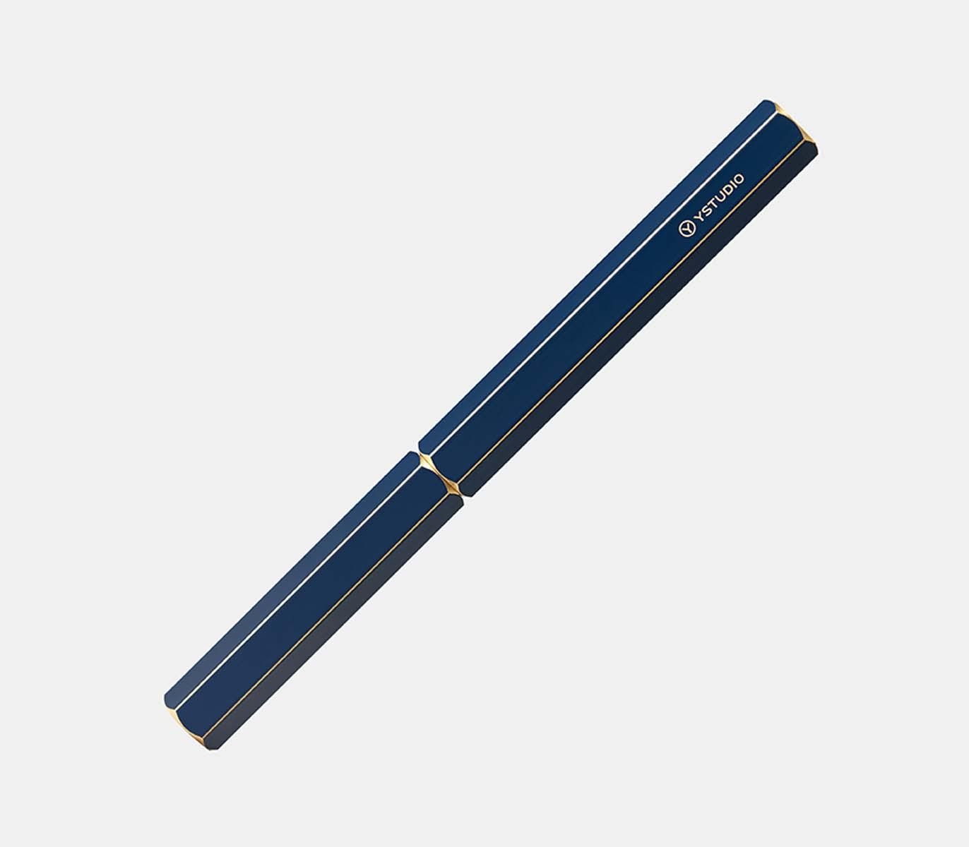 YStudio-Classic Revolve  Fountain Pen Blue- M nib-kiku-close