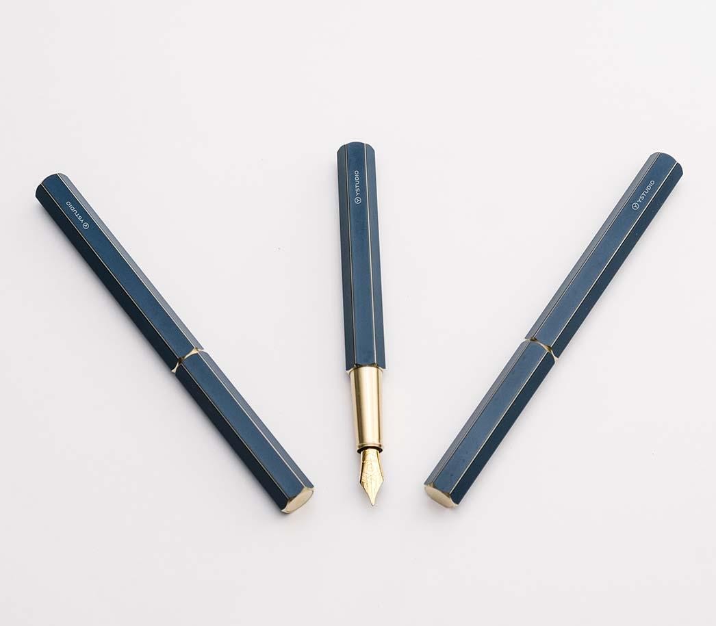 YStudio-Classic Revolve  Fountain Pen Blue- M nib-kiku-detail