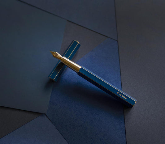 YStudio-Classic Revolve  Fountain Pen Blue- M nib-kiku-design blue