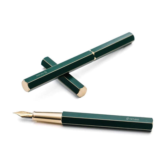 YStudio-Classic Revolve  Fountain Pen green- M nib detail -kiku