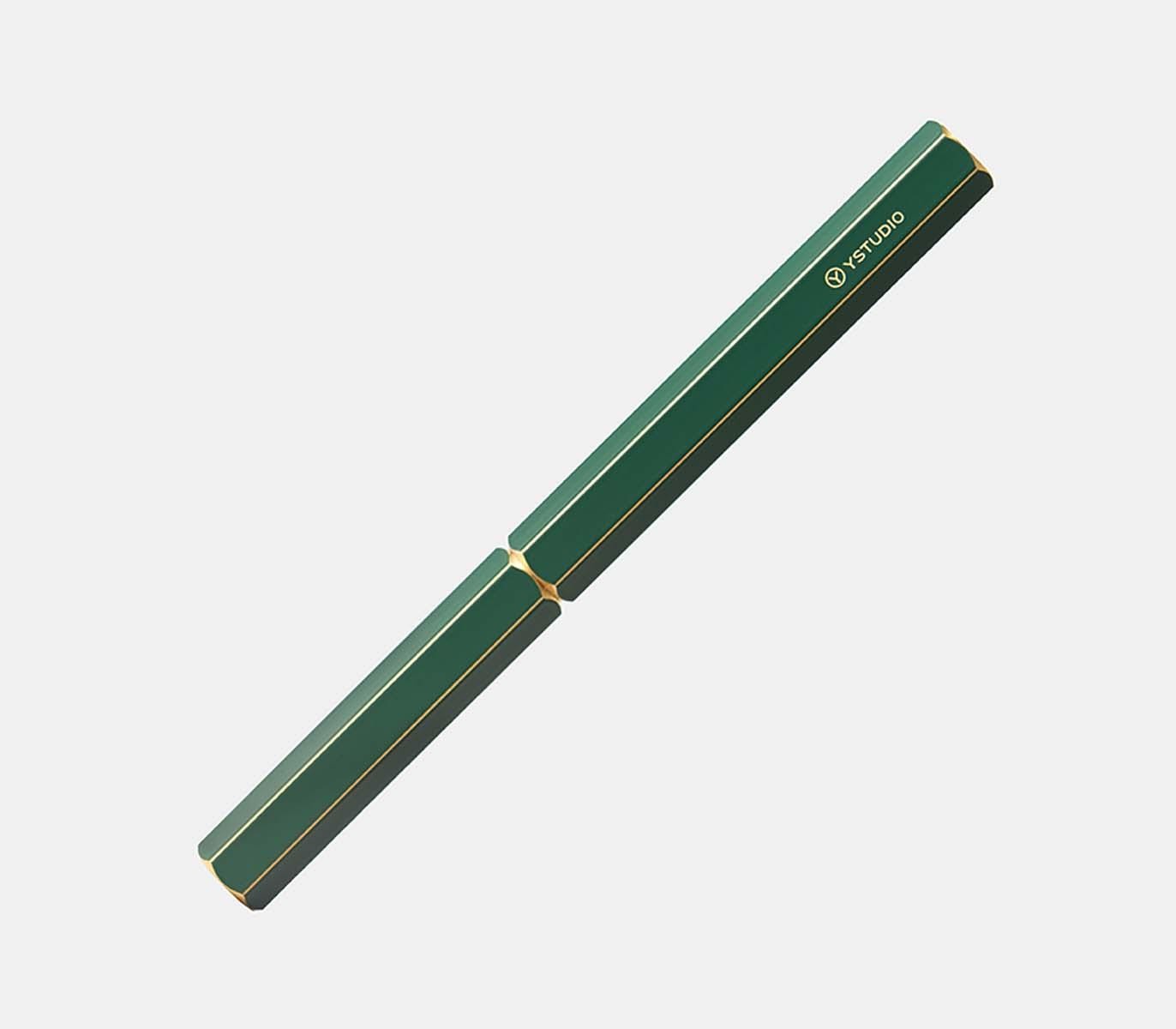 YStudio-Classic Revolve  Fountain Pen green- M nib detail -kiku-close