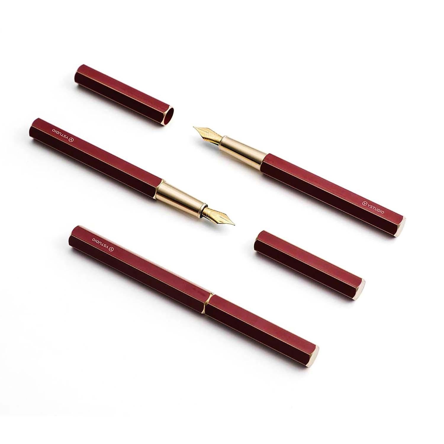 YStudio-Classic Revolve  Fountain Pen red- M nib detail -kiku