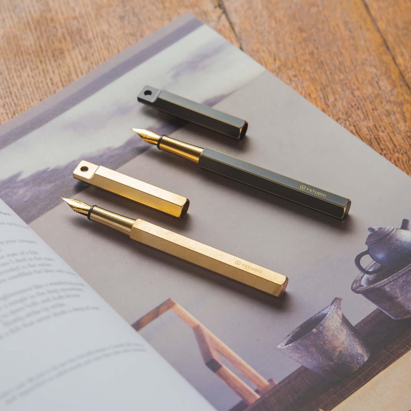 Ystudio | Classic Revolve Fountain Pen M – Portable-Brass-colors