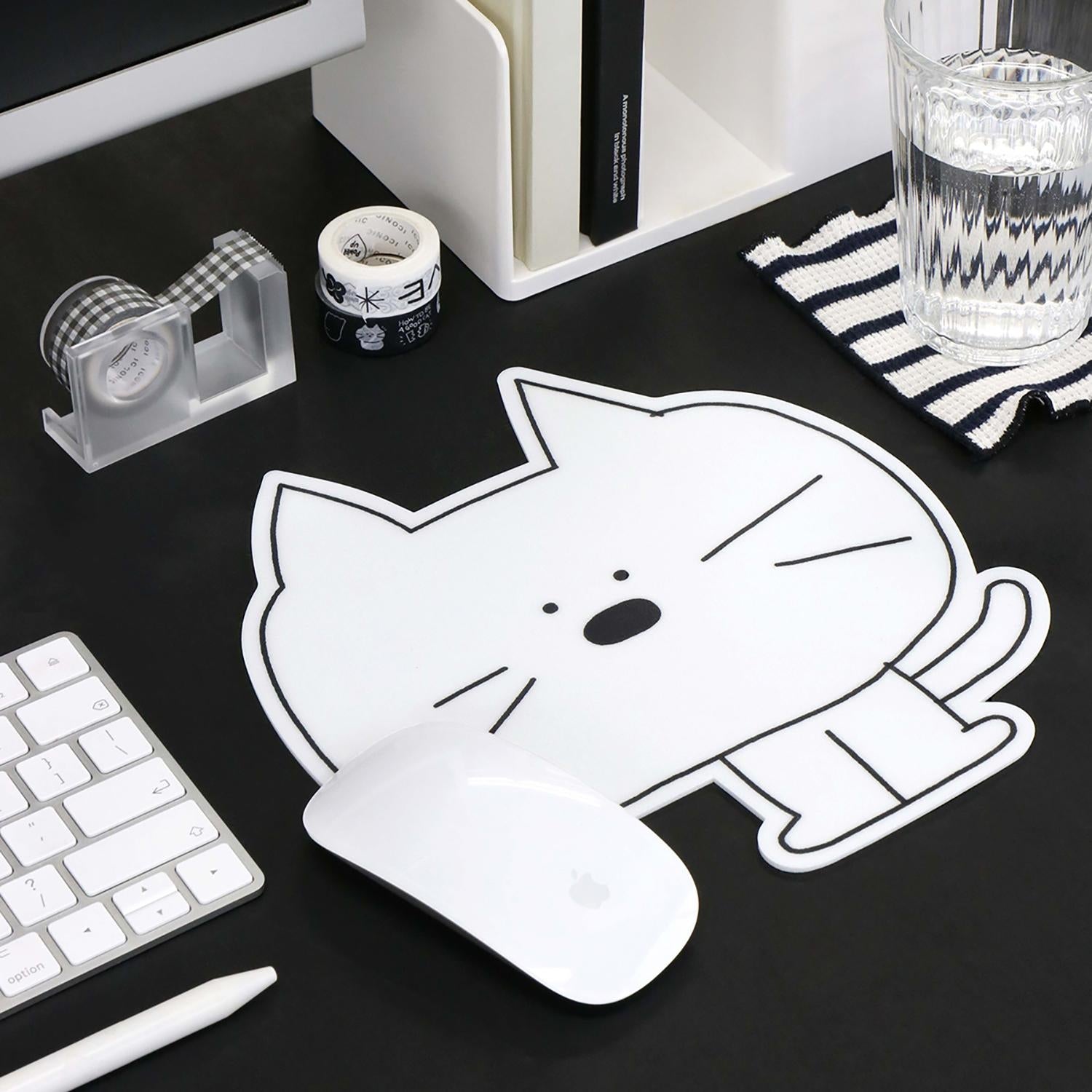 Mouse Pad White Cat Iconic
